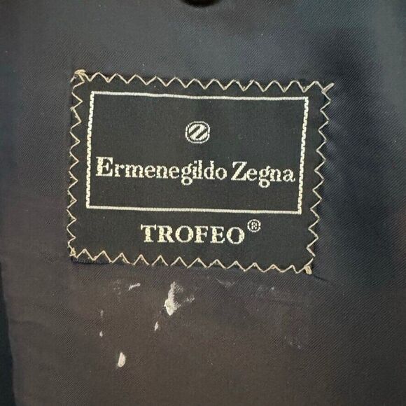 Ermenegildo Zegna Trofeo Black with Navy Pin Stripe 100% Wool Sport Coat Blazer - Picture 10 of 11